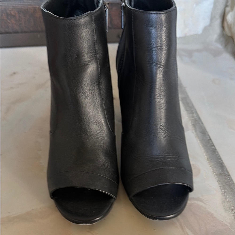 Women's Black Peep-Toe Ankle Boots